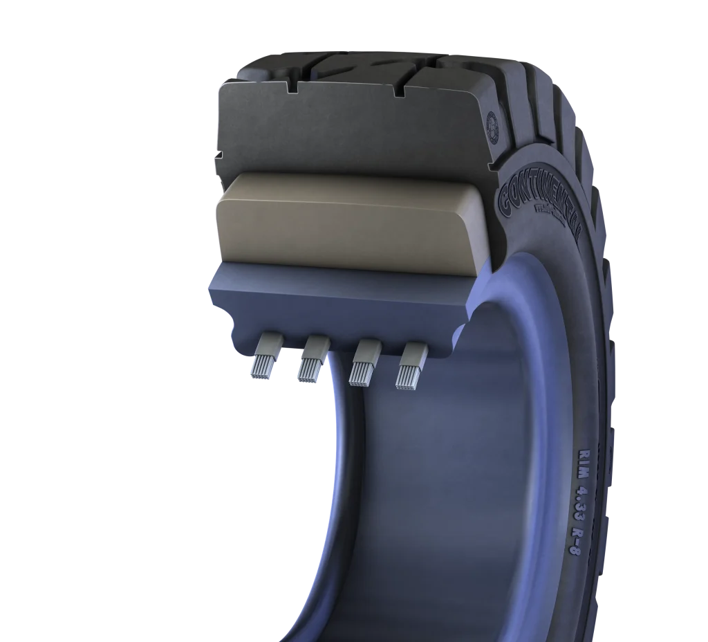 Continental heftruck band zwart rubber doorsnede